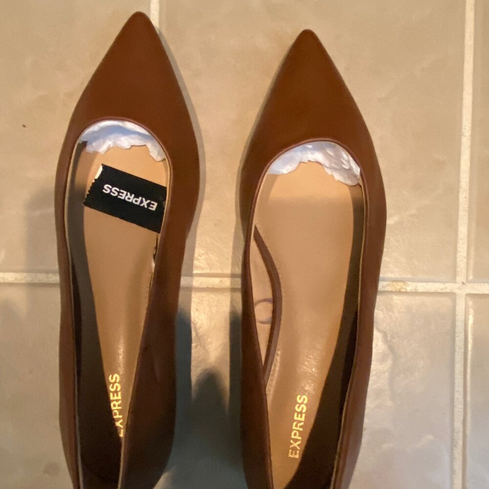 Express pointed toe tan flats brand new with tags